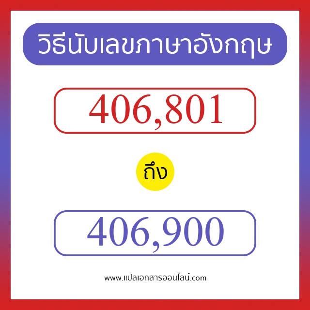 วิธีนับตัวเลขภาษาอังกฤษ 406801 ถึง 406900 เอาไว้คุยกับชาวต่างชาติ