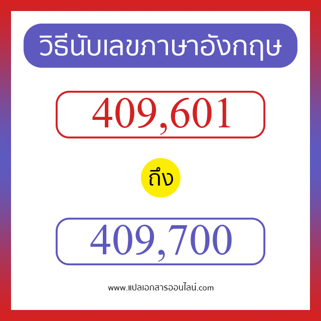 วิธีนับตัวเลขภาษาอังกฤษ 409601 ถึง 409700 เอาไว้คุยกับชาวต่างชาติ