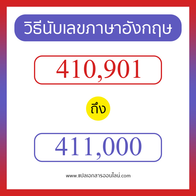 วิธีนับตัวเลขภาษาอังกฤษ 410901 ถึง 411000 เอาไว้คุยกับชาวต่างชาติ