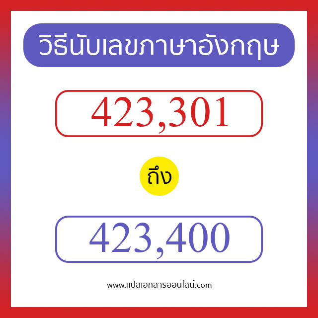 วิธีนับตัวเลขภาษาอังกฤษ 423301 ถึง 423400 เอาไว้คุยกับชาวต่างชาติ