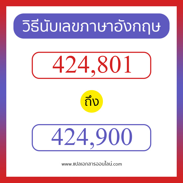 วิธีนับตัวเลขภาษาอังกฤษ 424801 ถึง 424900 เอาไว้คุยกับชาวต่างชาติ