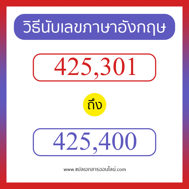 วิธีนับตัวเลขภาษาอังกฤษ 425301 ถึง 425400 เอาไว้คุยกับชาวต่างชาติ