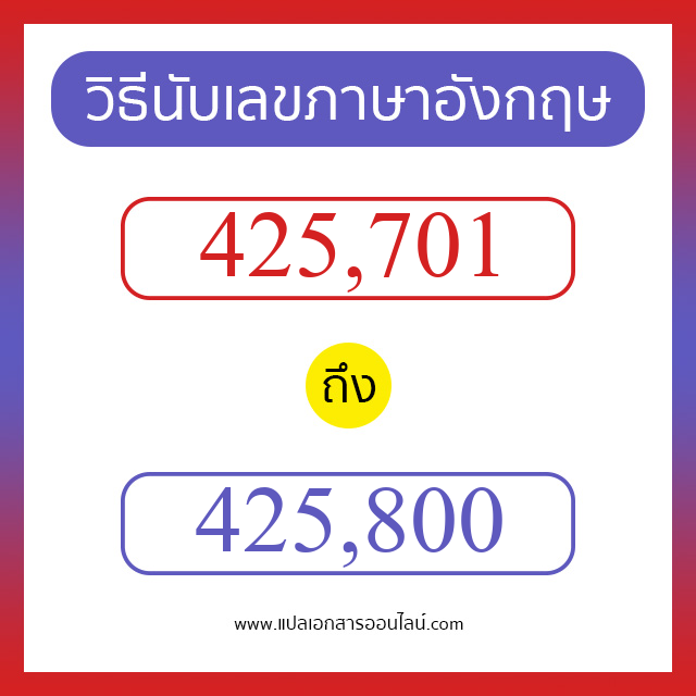 วิธีนับตัวเลขภาษาอังกฤษ 425701 ถึง 425800 เอาไว้คุยกับชาวต่างชาติ