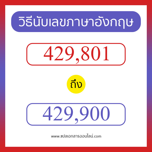 วิธีนับตัวเลขภาษาอังกฤษ 429801 ถึง 429900 เอาไว้คุยกับชาวต่างชาติ