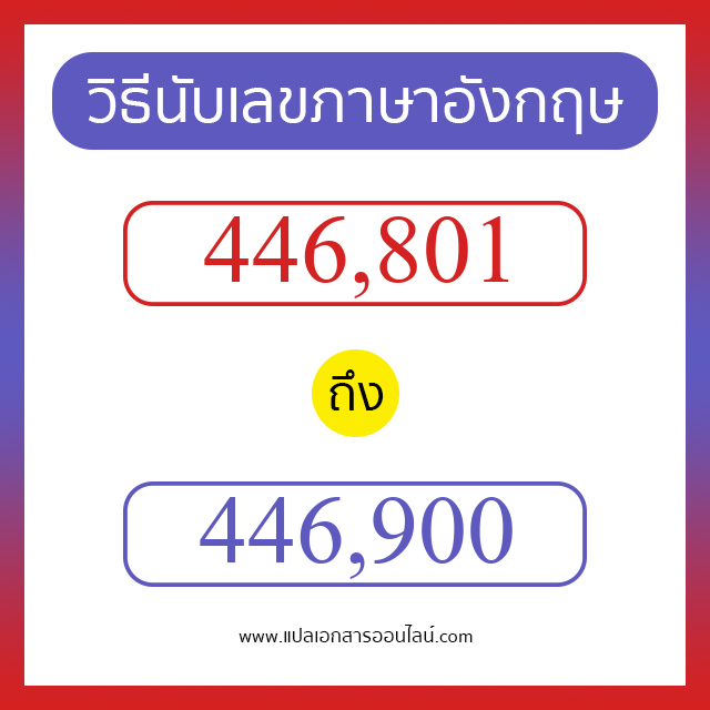 วิธีนับตัวเลขภาษาอังกฤษ 446801 ถึง 446900 เอาไว้คุยกับชาวต่างชาติ