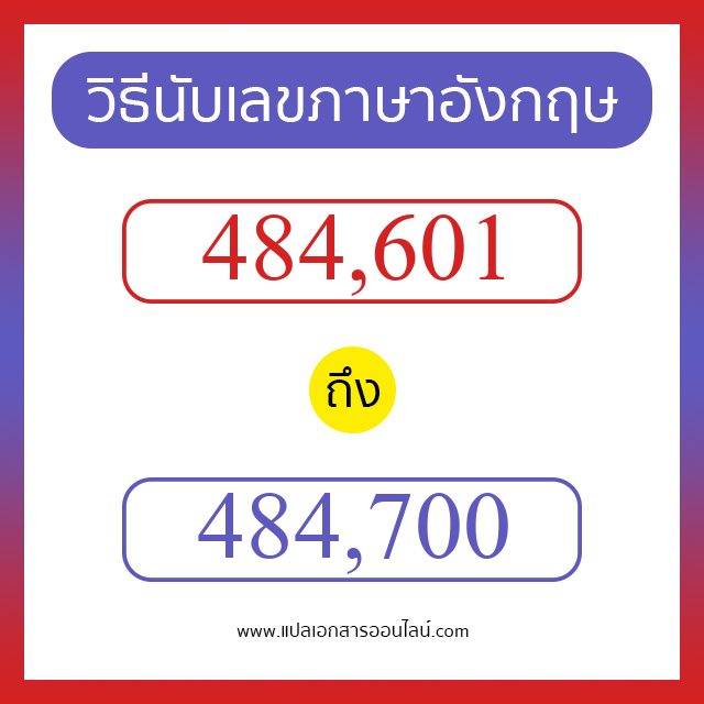 วิธีนับตัวเลขภาษาอังกฤษ 484601 ถึง 484700 เอาไว้คุยกับชาวต่างชาติ