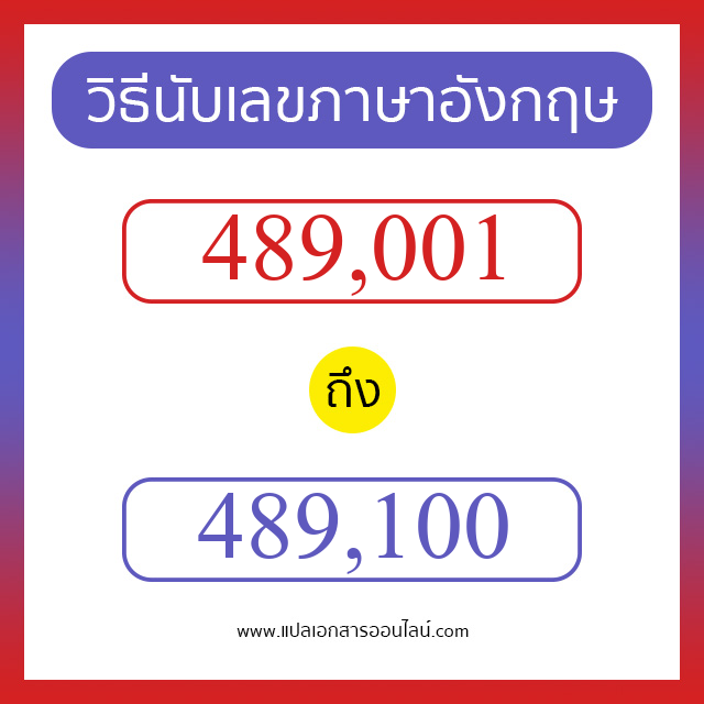 วิธีนับตัวเลขภาษาอังกฤษ 489001 ถึง 489100 เอาไว้คุยกับชาวต่างชาติ