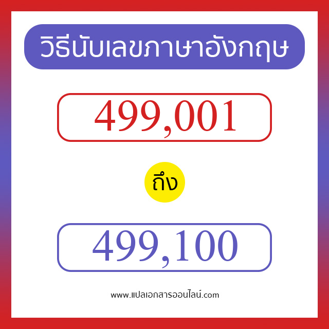 วิธีนับตัวเลขภาษาอังกฤษ 499001 ถึง 499100 เอาไว้คุยกับชาวต่างชาติ