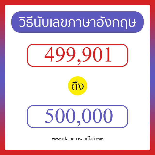 วิธีนับตัวเลขภาษาอังกฤษ 499901 ถึง 500000 เอาไว้คุยกับชาวต่างชาติ