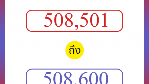 วิธีนับตัวเลขภาษาอังกฤษ 508501 ถึง 508600 เอาไว้คุยกับชาวต่างชาติ