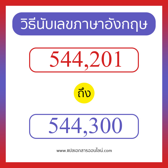 วิธีนับตัวเลขภาษาอังกฤษ 544201 ถึง 544300 เอาไว้คุยกับชาวต่างชาติ