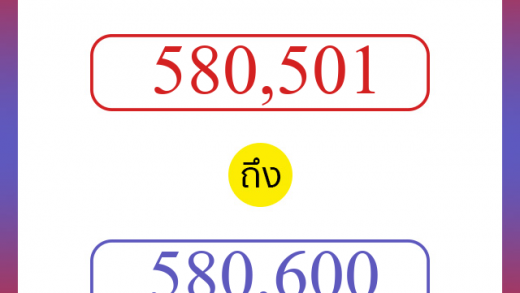 วิธีนับตัวเลขภาษาอังกฤษ 580501 ถึง 580600 เอาไว้คุยกับชาวต่างชาติ