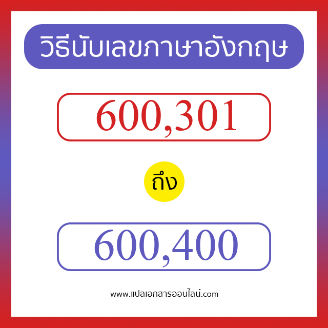 วิธีนับตัวเลขภาษาอังกฤษ 600301 ถึง 600400 เอาไว้คุยกับชาวต่างชาติ