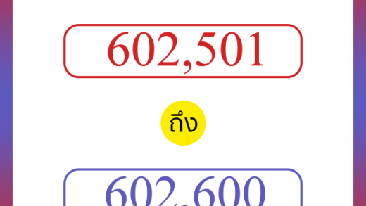 วิธีนับตัวเลขภาษาอังกฤษ 602501 ถึง 602600 เอาไว้คุยกับชาวต่างชาติ