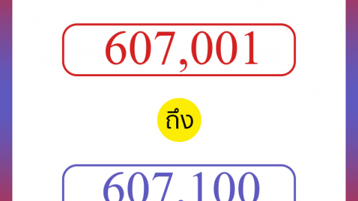 วิธีนับตัวเลขภาษาอังกฤษ 607001 ถึง 607100 เอาไว้คุยกับชาวต่างชาติ