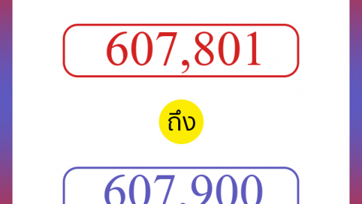 วิธีนับตัวเลขภาษาอังกฤษ 607801 ถึง 607900 เอาไว้คุยกับชาวต่างชาติ