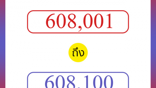 วิธีนับตัวเลขภาษาอังกฤษ 608001 ถึง 608100 เอาไว้คุยกับชาวต่างชาติ