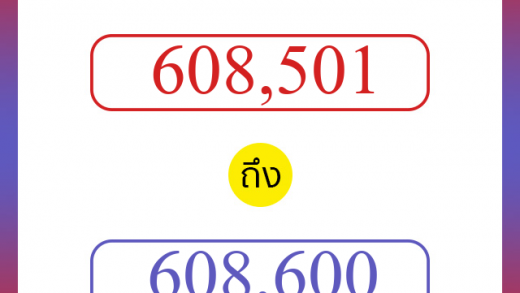 วิธีนับตัวเลขภาษาอังกฤษ 608501 ถึง 608600 เอาไว้คุยกับชาวต่างชาติ