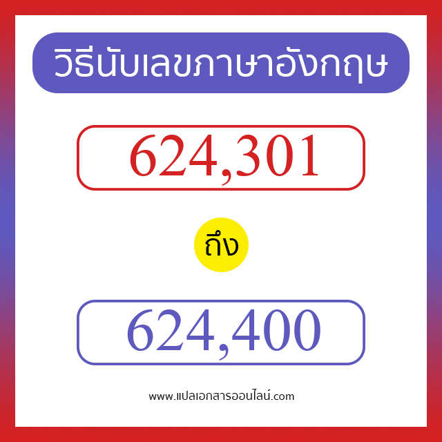 วิธีนับตัวเลขภาษาอังกฤษ 624301 ถึง 624400 เอาไว้คุยกับชาวต่างชาติ