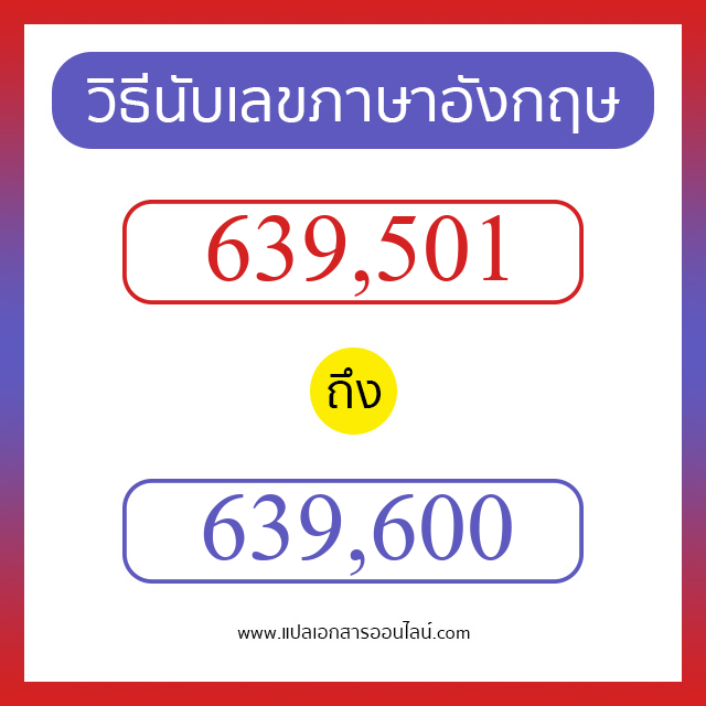 วิธีนับตัวเลขภาษาอังกฤษ 639501 ถึง 639600 เอาไว้คุยกับชาวต่างชาติ