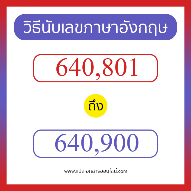 วิธีนับตัวเลขภาษาอังกฤษ 640801 ถึง 640900 เอาไว้คุยกับชาวต่างชาติ