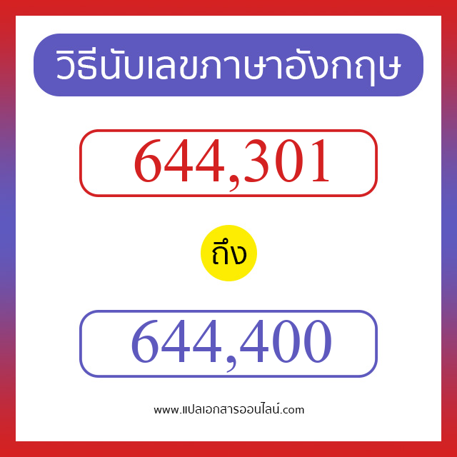 วิธีนับตัวเลขภาษาอังกฤษ 644301 ถึง 644400 เอาไว้คุยกับชาวต่างชาติ