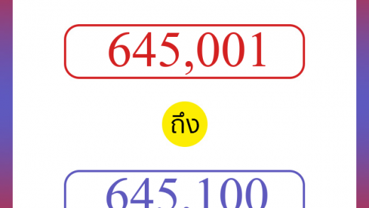 วิธีนับตัวเลขภาษาอังกฤษ 645001 ถึง 645100 เอาไว้คุยกับชาวต่างชาติ
