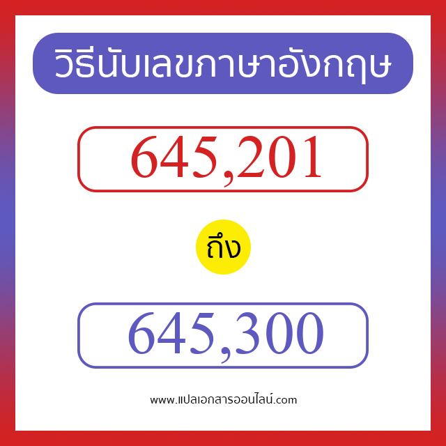 วิธีนับตัวเลขภาษาอังกฤษ 645201 ถึง 645300 เอาไว้คุยกับชาวต่างชาติ