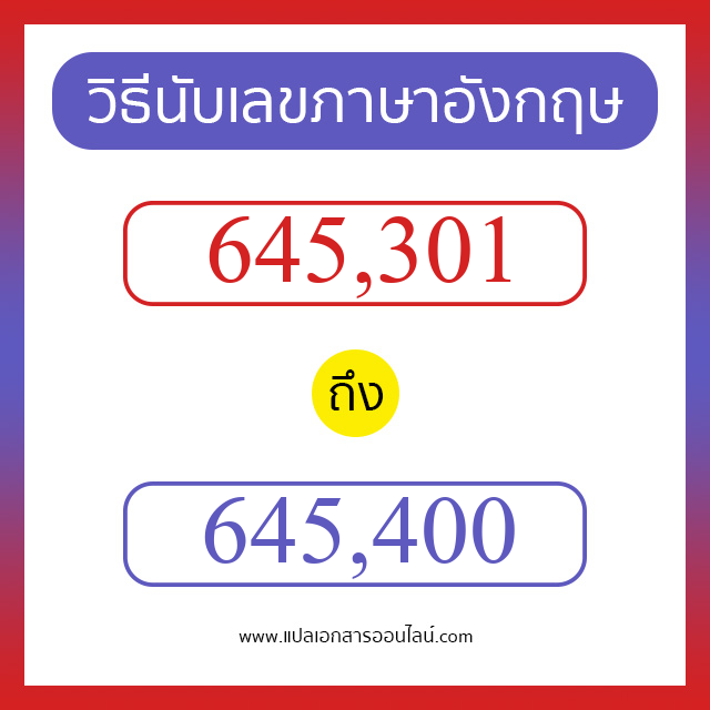 วิธีนับตัวเลขภาษาอังกฤษ 645301 ถึง 645400 เอาไว้คุยกับชาวต่างชาติ