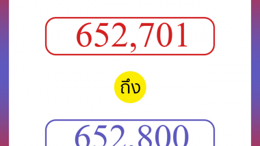 วิธีนับตัวเลขภาษาอังกฤษ 652701 ถึง 652800 เอาไว้คุยกับชาวต่างชาติ