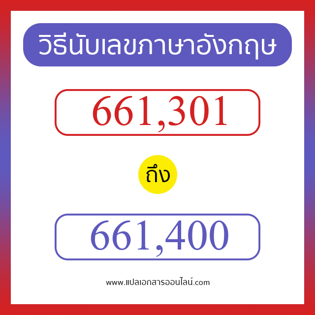 วิธีนับตัวเลขภาษาอังกฤษ 661301 ถึง 661400 เอาไว้คุยกับชาวต่างชาติ