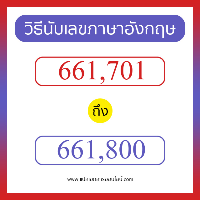 วิธีนับตัวเลขภาษาอังกฤษ 661701 ถึง 661800 เอาไว้คุยกับชาวต่างชาติ