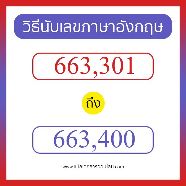 วิธีนับตัวเลขภาษาอังกฤษ 663301 ถึง 663400 เอาไว้คุยกับชาวต่างชาติ