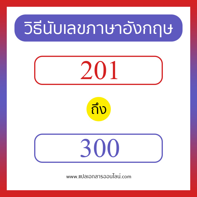 วิธีนับตัวเลขภาษาอังกฤษ 201 ถึง 300 เอาไว้คุยกับชาวต่างชาติ