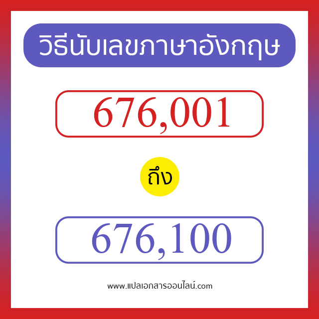 วิธีนับตัวเลขภาษาอังกฤษ 676001 ถึง 676100 เอาไว้คุยกับชาวต่างชาติ