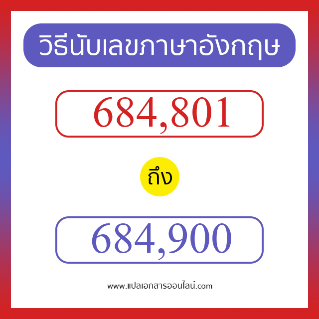 วิธีนับตัวเลขภาษาอังกฤษ 684801 ถึง 684900 เอาไว้คุยกับชาวต่างชาติ