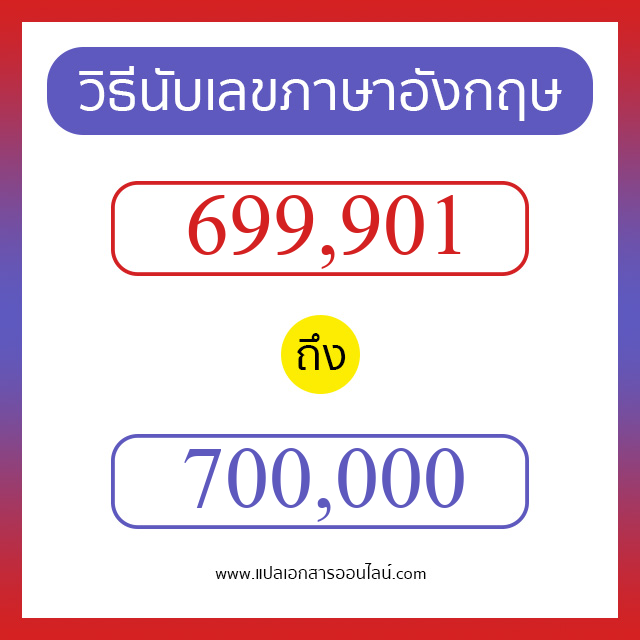 วิธีนับตัวเลขภาษาอังกฤษ 699901 ถึง 700000 เอาไว้คุยกับชาวต่างชาติ