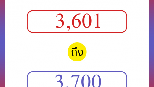 วิธีนับตัวเลขภาษาอังกฤษ 3601 ถึง 3700 เอาไว้คุยกับชาวต่างชาติ