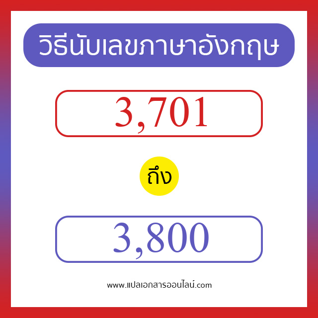 วิธีนับตัวเลขภาษาอังกฤษ 3701 ถึง 3800 เอาไว้คุยกับชาวต่างชาติ