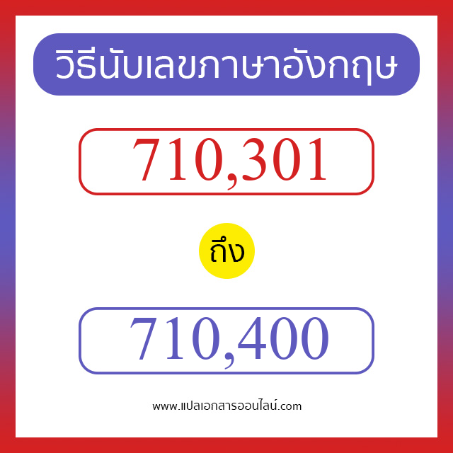 วิธีนับตัวเลขภาษาอังกฤษ 710301 ถึง 710400 เอาไว้คุยกับชาวต่างชาติ