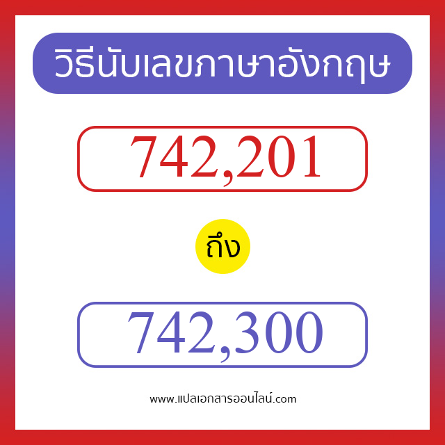 วิธีนับตัวเลขภาษาอังกฤษ 742201 ถึง 742300 เอาไว้คุยกับชาวต่างชาติ