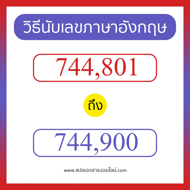 วิธีนับตัวเลขภาษาอังกฤษ 744801 ถึง 744900 เอาไว้คุยกับชาวต่างชาติ