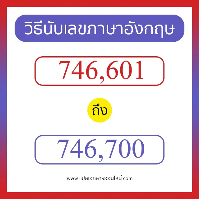 วิธีนับตัวเลขภาษาอังกฤษ 746601 ถึง 746700 เอาไว้คุยกับชาวต่างชาติ