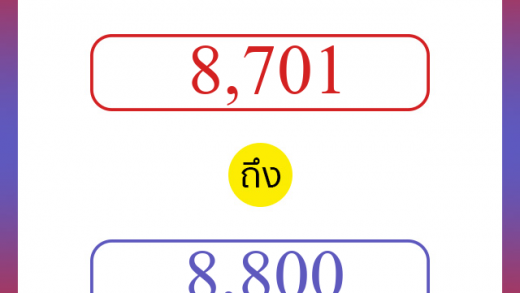 วิธีนับตัวเลขภาษาอังกฤษ 8701 ถึง 8800 เอาไว้คุยกับชาวต่างชาติ