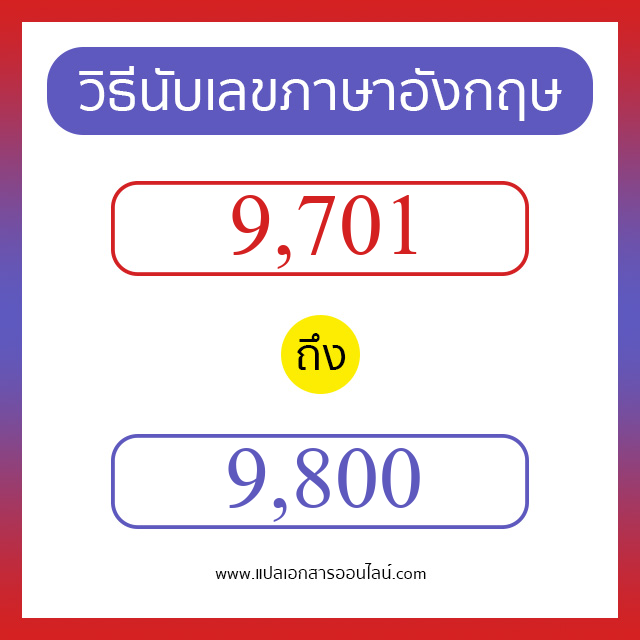 วิธีนับตัวเลขภาษาอังกฤษ 9701 ถึง 9800 เอาไว้คุยกับชาวต่างชาติ