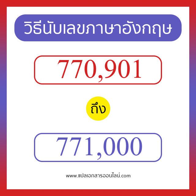 วิธีนับตัวเลขภาษาอังกฤษ 770901 ถึง 771000 เอาไว้คุยกับชาวต่างชาติ