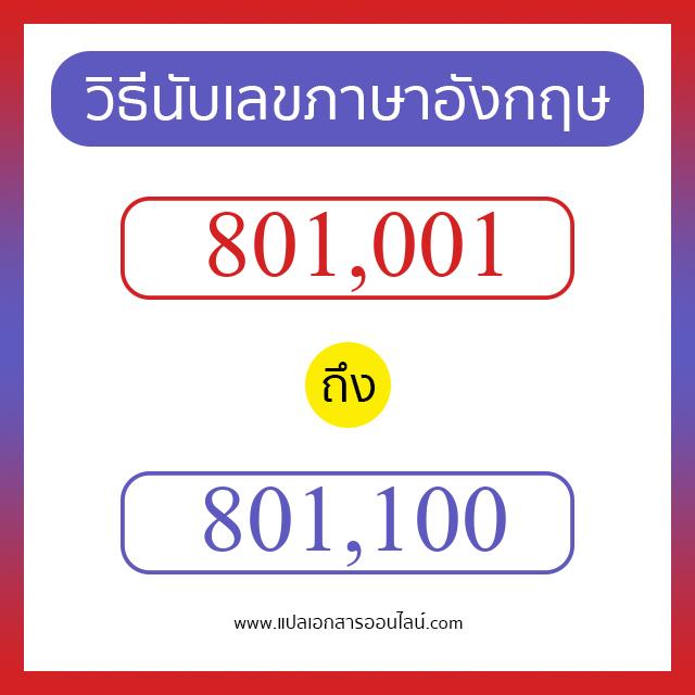 วิธีนับตัวเลขภาษาอังกฤษ 801001 ถึง 801100 เอาไว้คุยกับชาวต่างชาติ