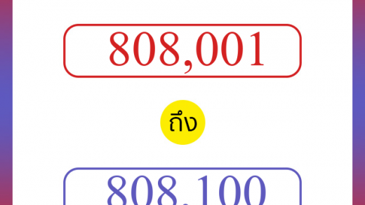 วิธีนับตัวเลขภาษาอังกฤษ 808001 ถึง 808100 เอาไว้คุยกับชาวต่างชาติ