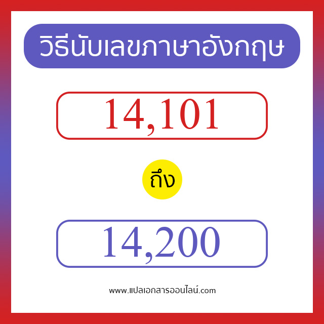 วิธีนับตัวเลขภาษาอังกฤษ 14101 ถึง 14200 เอาไว้คุยกับชาวต่างชาติ