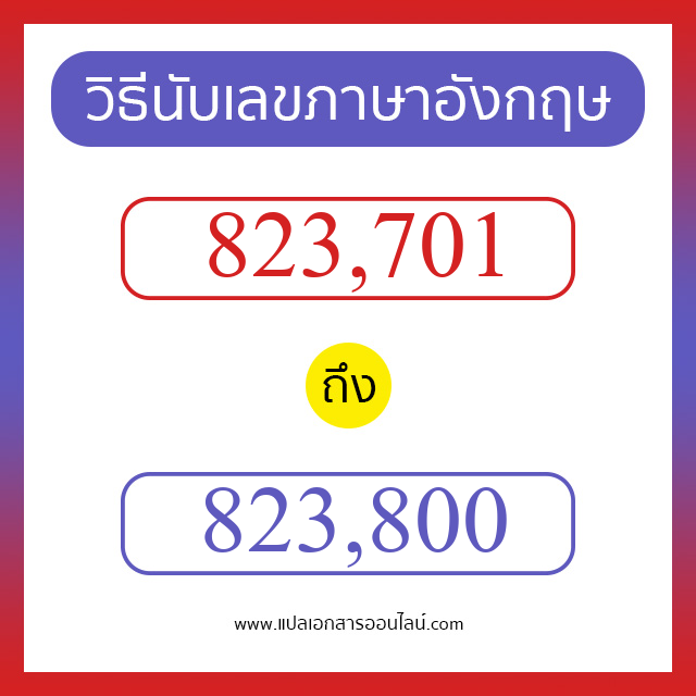 วิธีนับตัวเลขภาษาอังกฤษ 823701 ถึง 823800 เอาไว้คุยกับชาวต่างชาติ